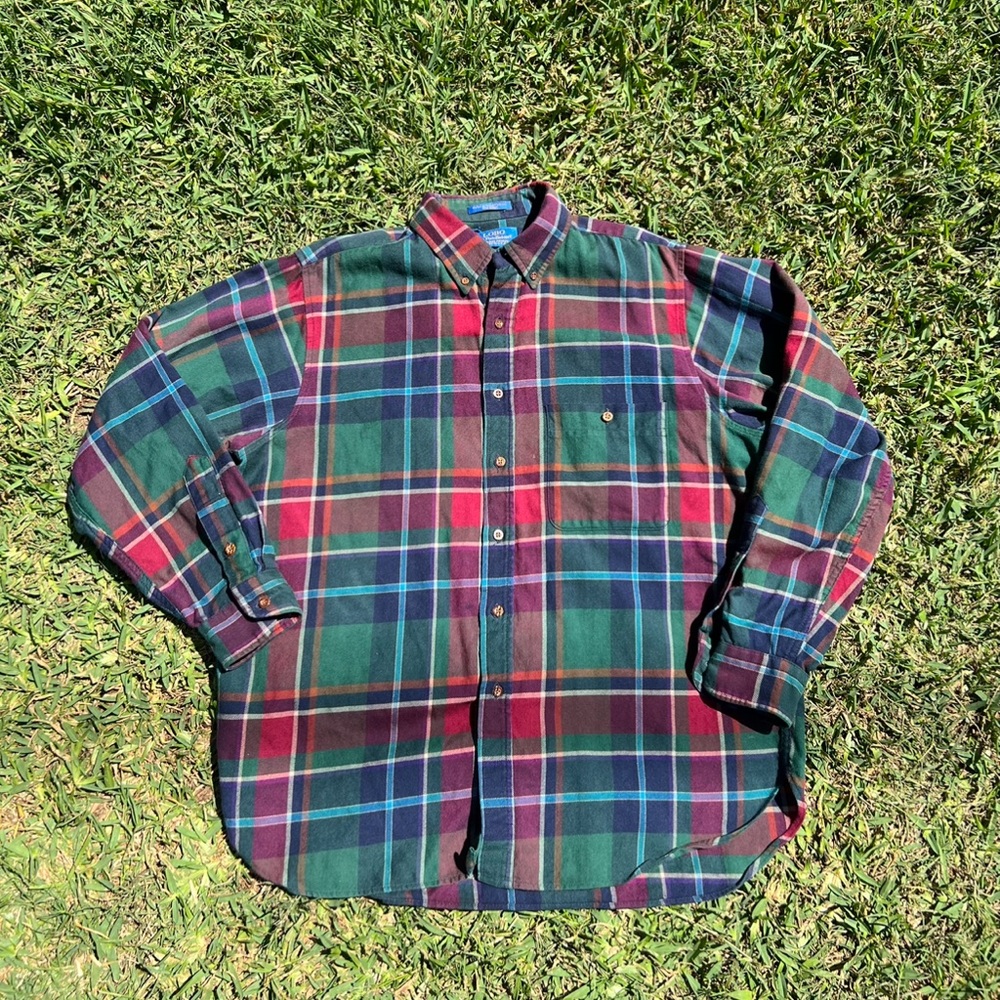 Vintage Pendleton LOBO Cotton Wool Button Up Green Red Plaid Men's Men's XL